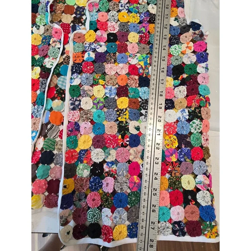 Handmade Yo-Yo Patchwork Vest - Colorful Folk Art Wearable Boho - Picture 3 of 5